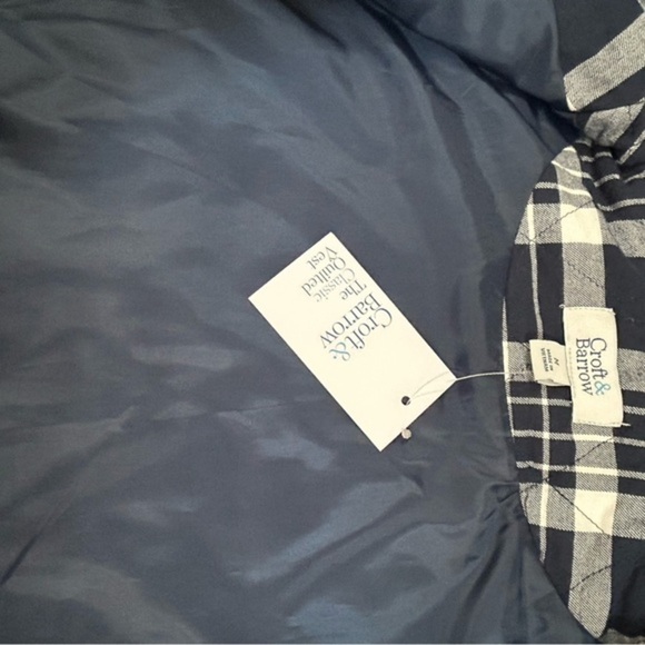 NWT CROFT & BARROW BLUE & WHITE PLAID FULL ZIP LINED DRAWSTRING VEST, SIZE M - Picture 8 of 8